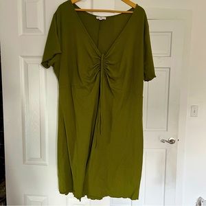 bp tie front lettuce edge ribbed dress
